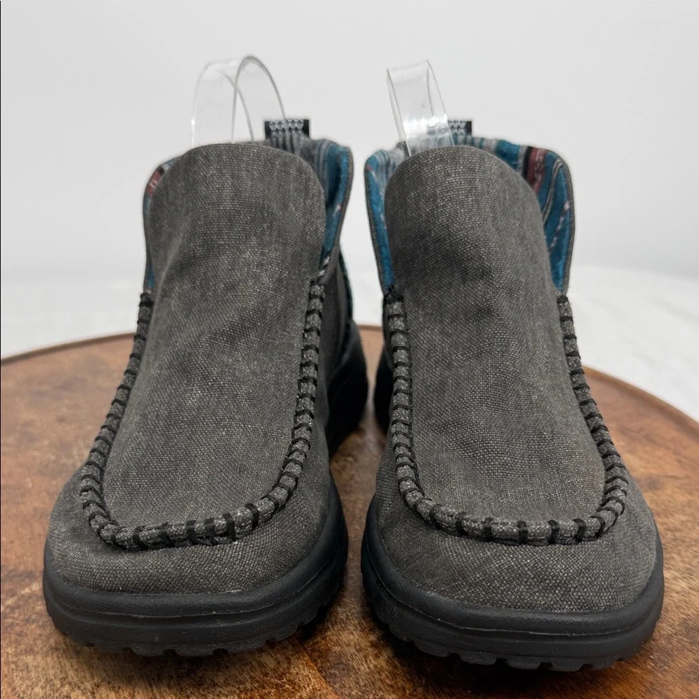 Hey Dude Shoes Wm 6 Denny Crafted Gray Casual Slip-On High Top Ankle Booties